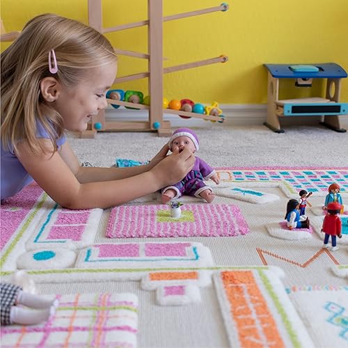 Miniatura 5 de IVI - Alfombra de juego 3D, educativa, suave, para dormitorio, sala de juegos, tamaño mediano, 39 x 59 pulgadas, color rosa
