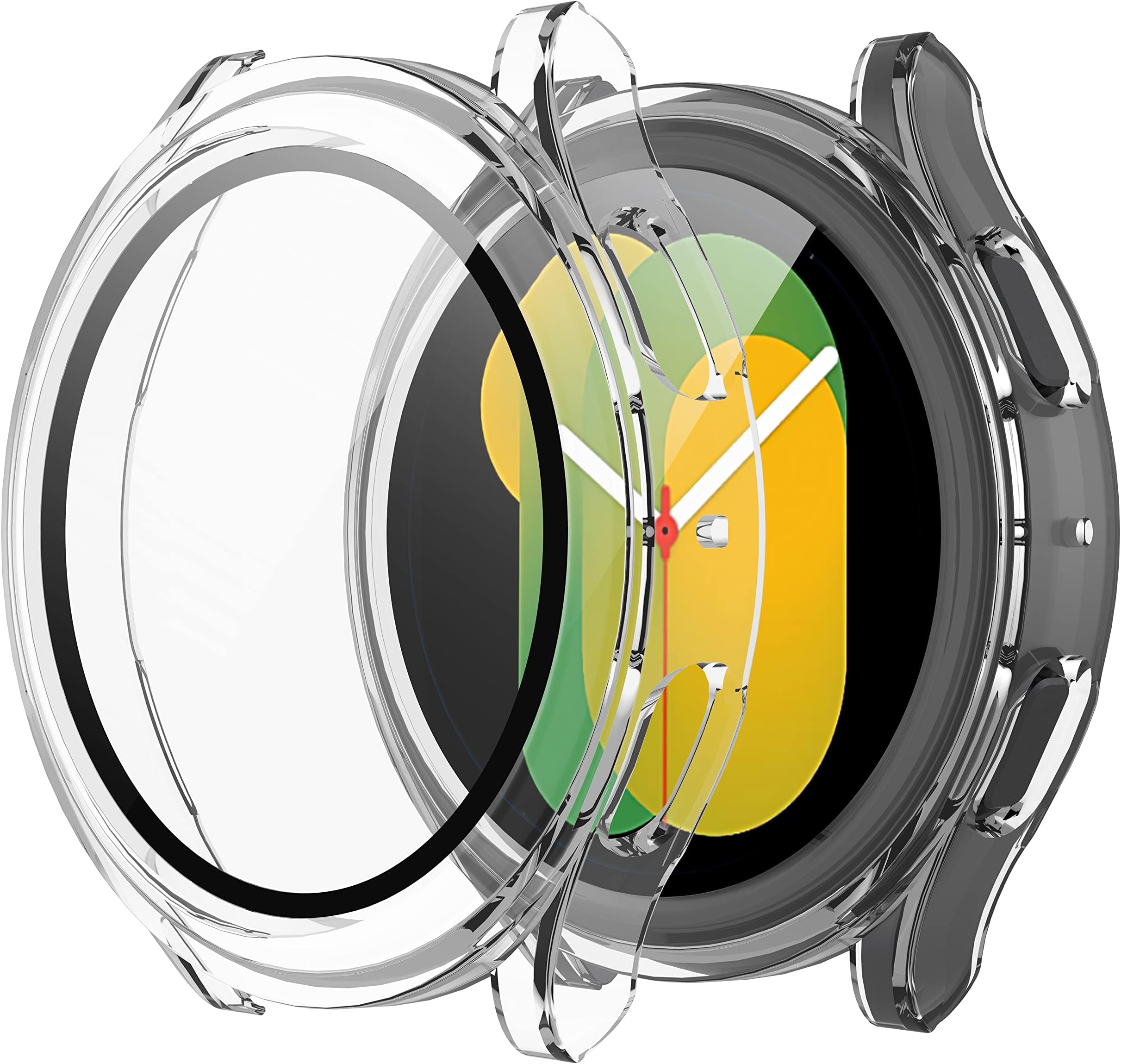 Misxi 2-Pack Hard PC Case with Screen Protector for Samsung Galaxy Watch 5 Galaxy Watch 4 40mm, Ultra-Thin Scratch Resistant Cover with Tempered Glass, Transparent