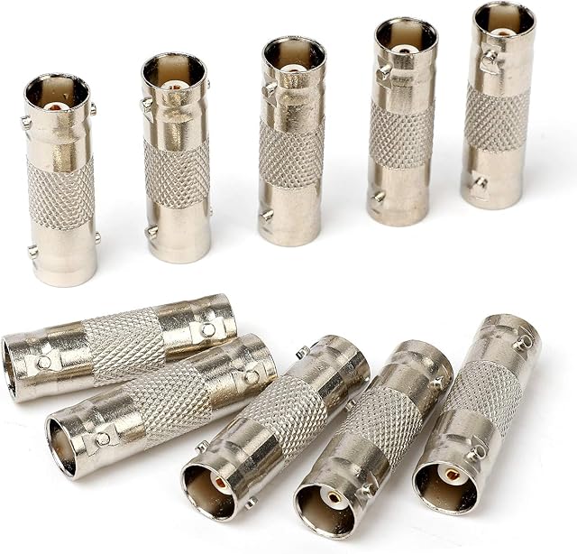 Hyber&Cara BNC Female to Female Coupler Connector Adapter for CCTV Camera Video SDI/BNC Cable Joining Extension, Pack of 10