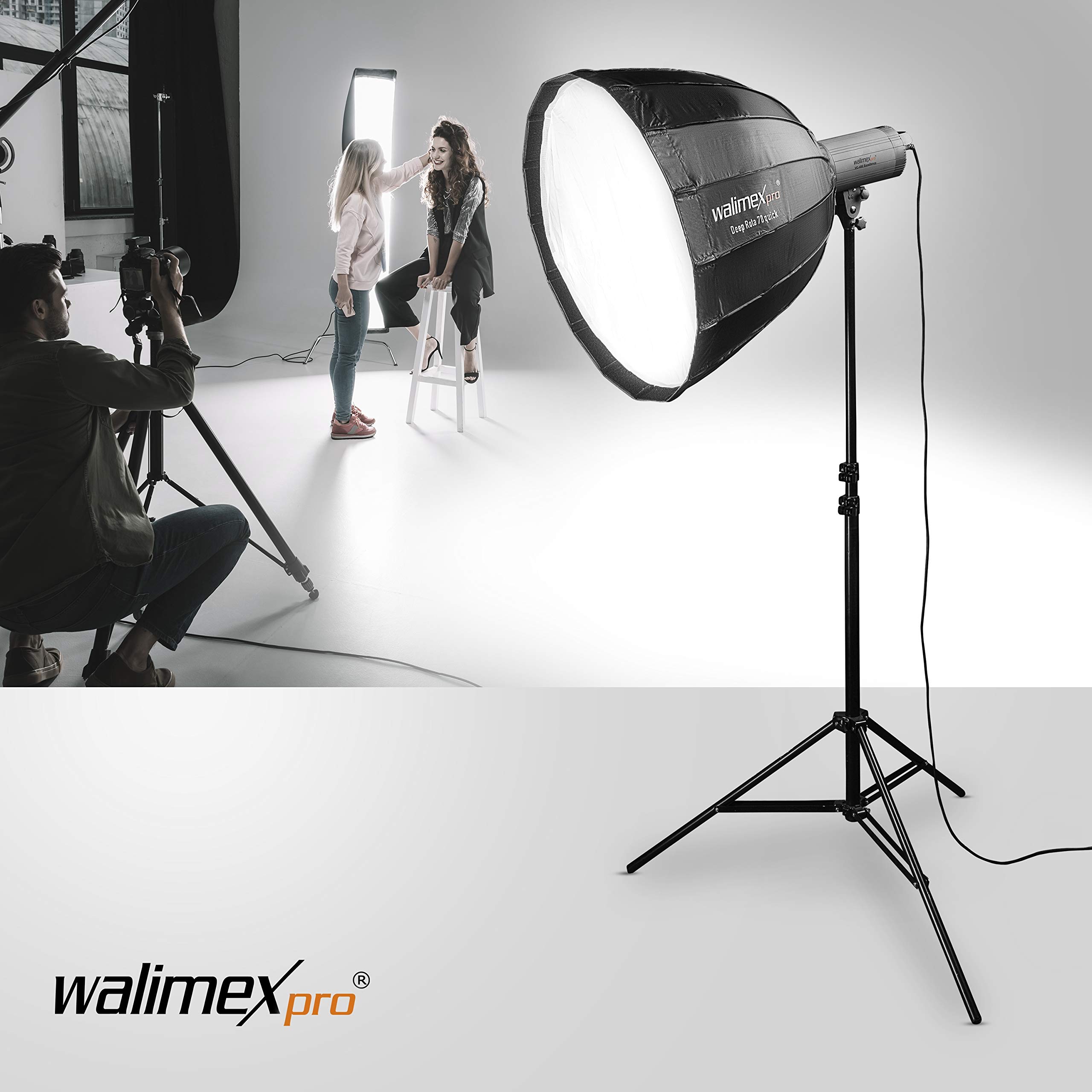 Walimex pro Studio Line Deep Rota Softbox QA90 – Octabox formownik światła, Ø 90 cm, głębokość 71 cm, składany, z kratką, dyfuzor wewnętrzny i zewnętrzny, speedring, do lampy błyskowej