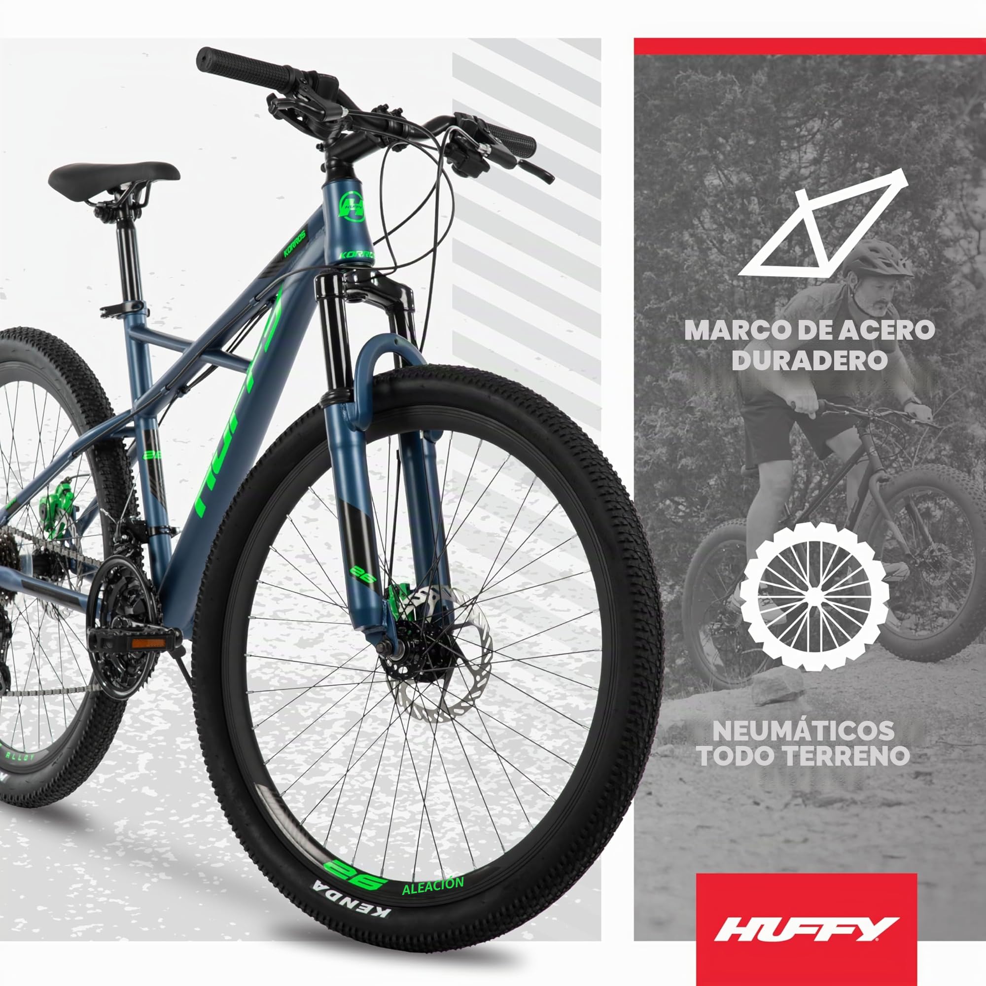 Huffy Mountainbike Bicicleta de montaña Korros 26 Pulgadas, Azul