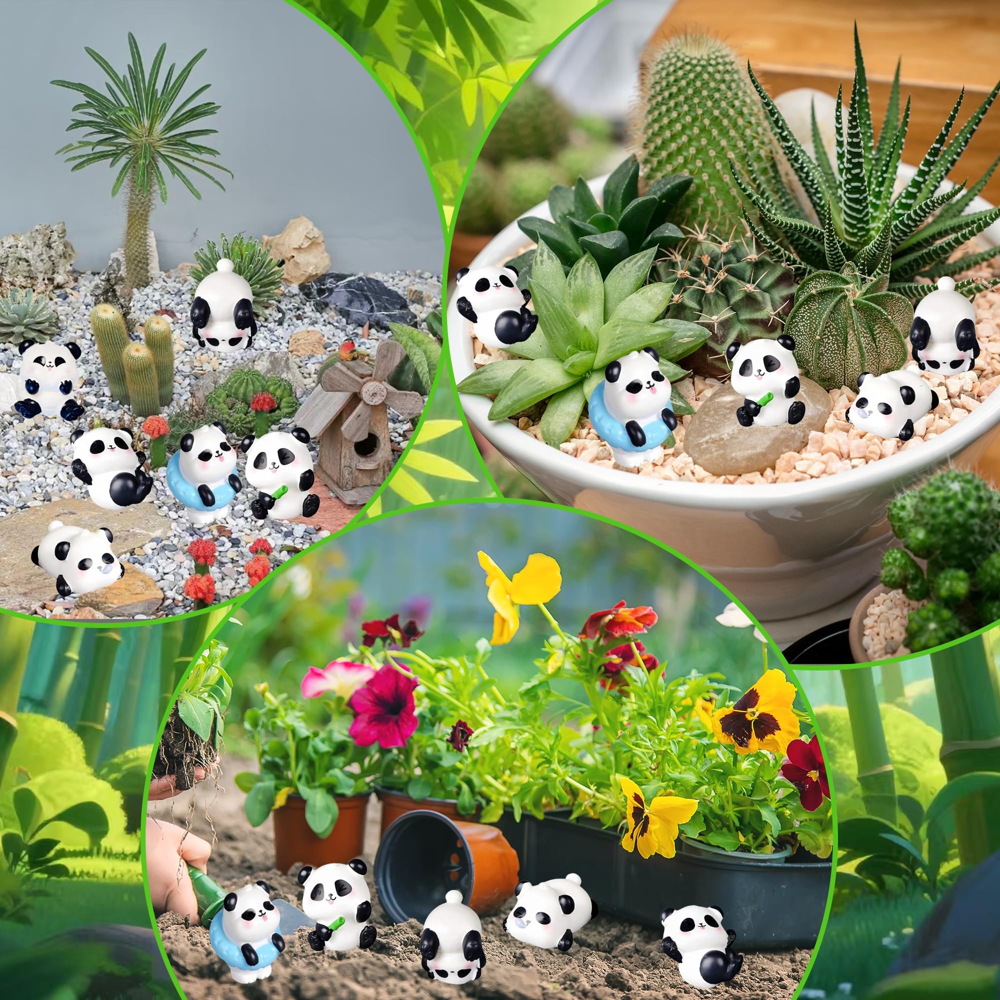 Lot De 8 Figurines Pandas En Résine – 3-5 Cm – Déco Gâteau, Mini Jardin, Bureau – Cadeau Fan