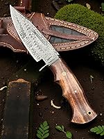 Vista 6 de Poshland Cuchillo Skinner de acero de Damasco hecho a mano de 9 pulgadas con espiga completa - Hoja en blanco sólida