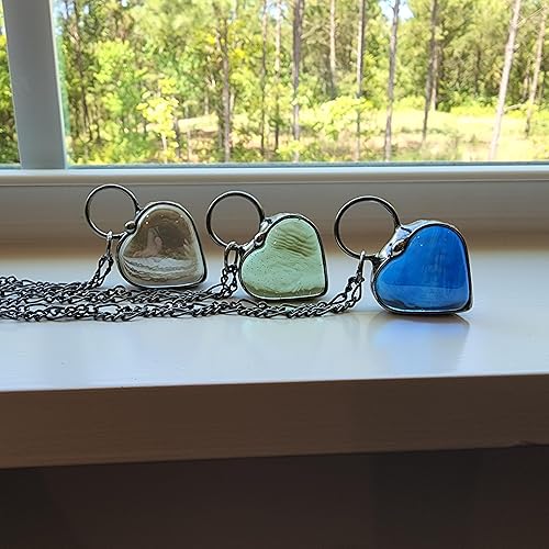 Miniatura 10 de Big Funky Heart Necklace - Handmade Clear Glass Pendant - Romantic Jewelry Gift for Her,