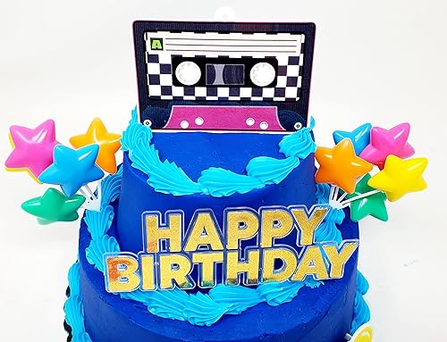 Miniatura 3 de Juego de 7 piezas de decoración de pastel de cumpleaños con temática retro de los años 80