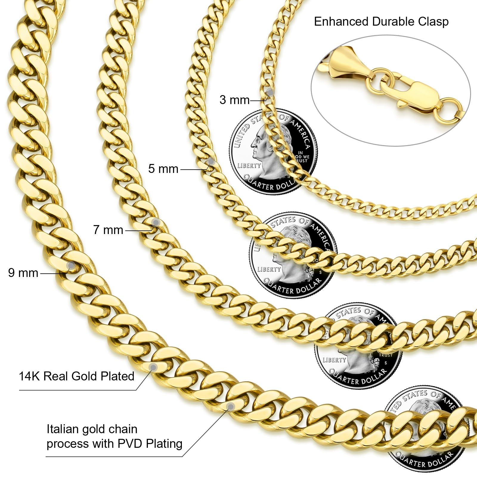 KRKC Herren Schmuck Set, 14K Gold Vergoldet Edelstahl 3mm Cuban Armband 22,9cm & 4mm Cuban Link Chain Halskette 55,9cm, Panzerkette Nickel-frei Rostfrei, Vatertag Geburtstag Geschenk für Männer