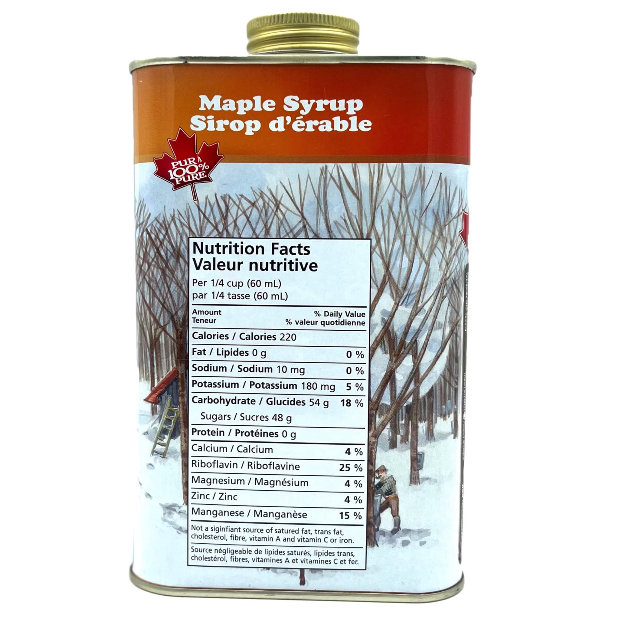 Sirop d'érable du Canada en bidon métal de 500 ml - Au couleurs du Canada - 100% pur - Les Trésors d'érable