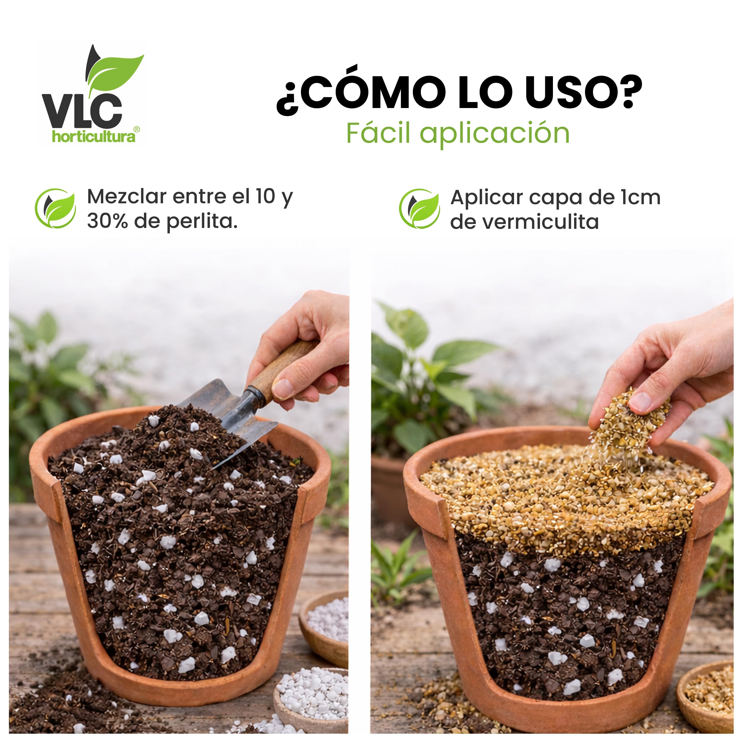 Pack Perlita + Vermiculita VLC Horticultura | Mejora Aireación y Retención de Humedad del Sustrato | Ideal para Semilleros, Macetas y Trasplantes | Minerales Naturales para Jardinería (100+100L)