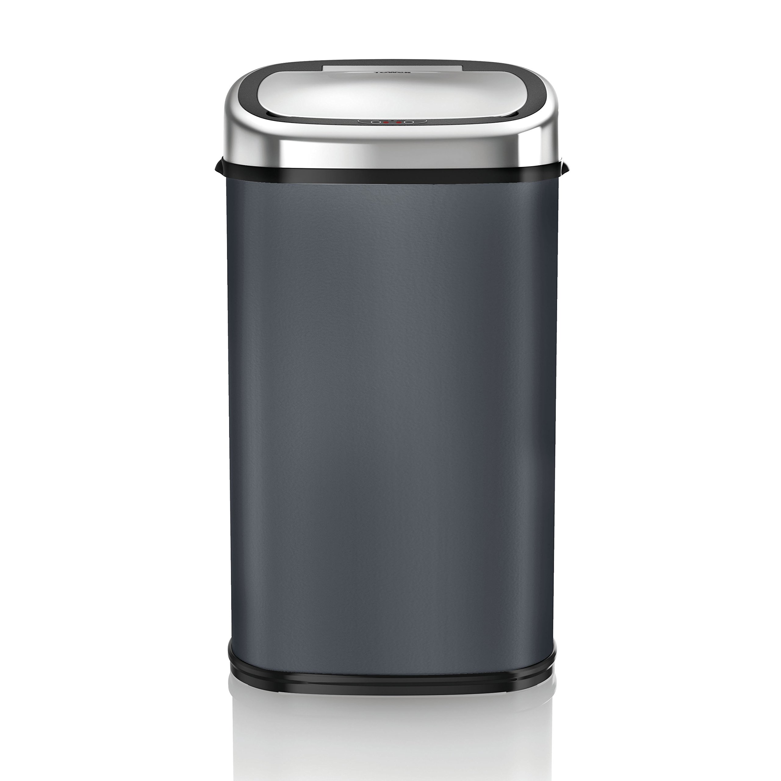 Tower 58L Square Sensor Bin - Charcoal - Steel - Hands-Free Opening
