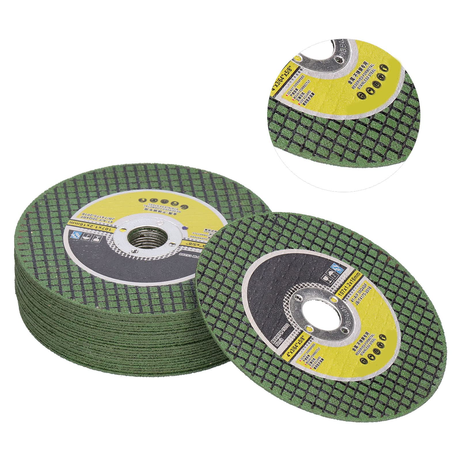 Rueda de corte de resina 100 piezas Disco abrasivo duradero de alto rendimiento para cortar acero inoxidable y metal 107 mm OD 15200 RPM Velocidad máxima