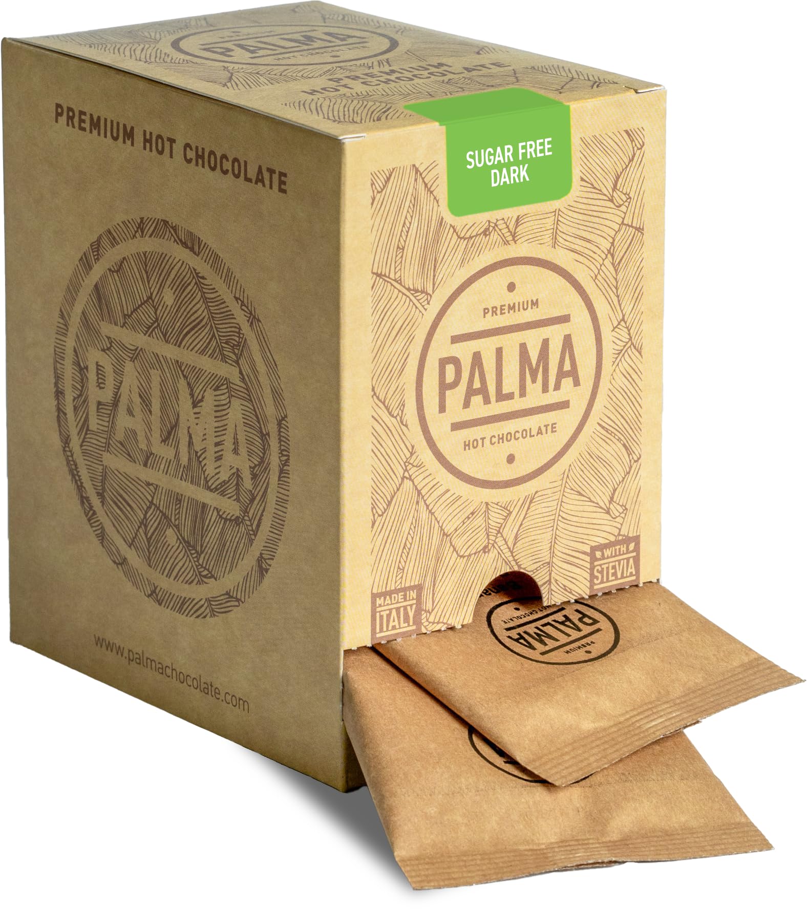 PALMA Italian Hot Chocolate Sachets - Sugar Free Dark Chocolate - No Added Sugar | 500g (20 Servings)