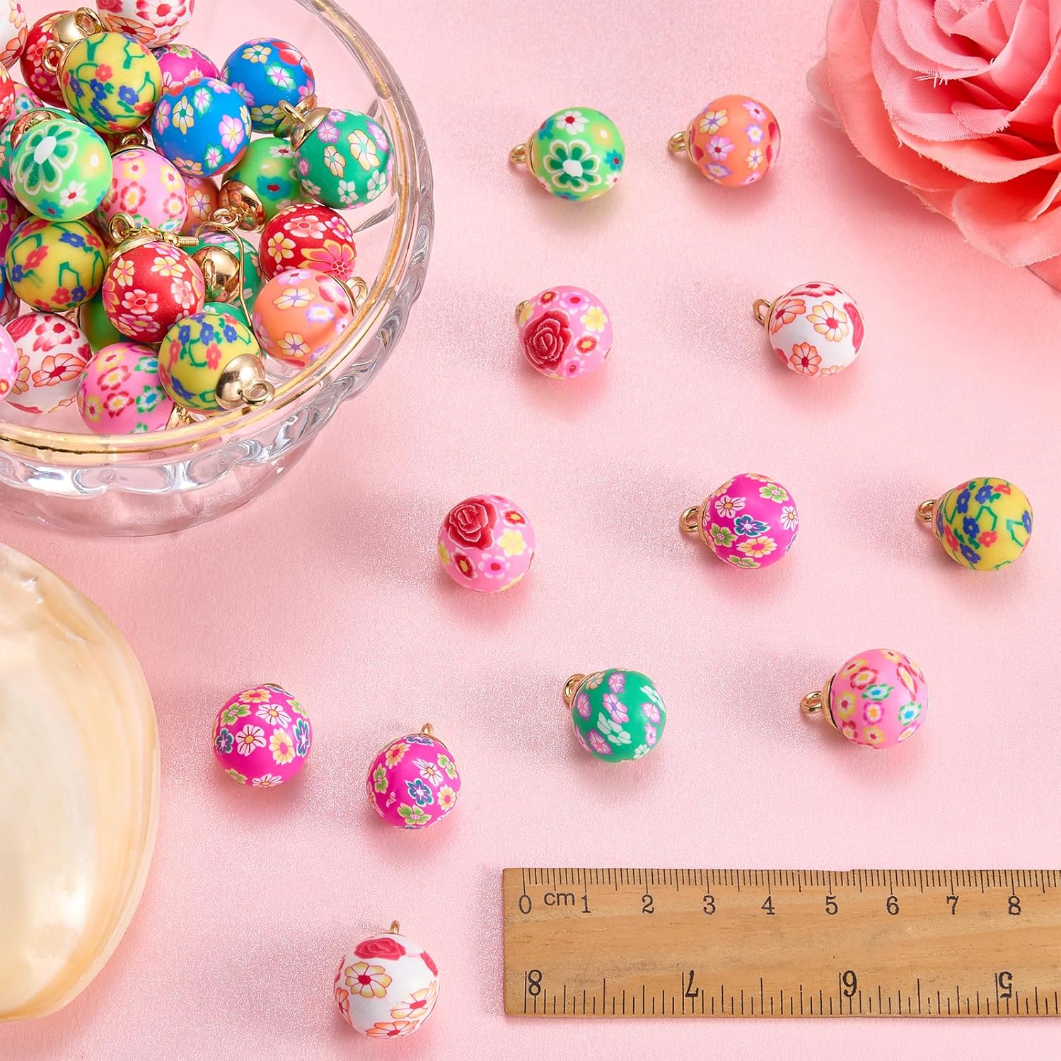 50Pcs 10 Color Clay Flower Charms for Jewelry Making Cute Bulk Spring Summer Charm Colored Floral Charms Polymer Clay Pendants for Bracelet Necklace Earring DIY Supplies - Image 3