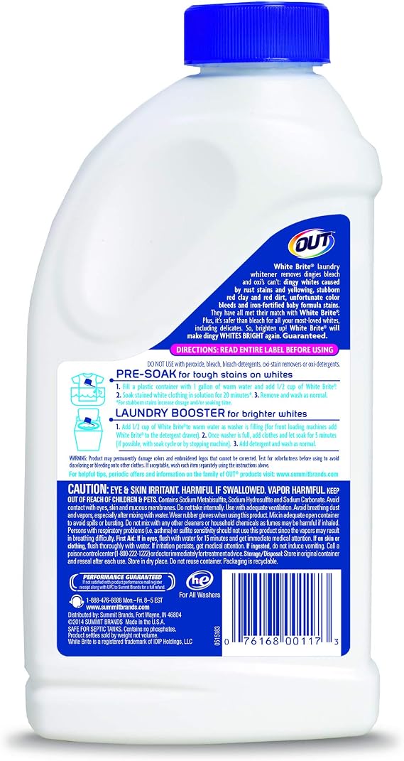 OUT White Brite Laundry Whitener, White Clothes Stain Remover, 28 oz 1-Pack