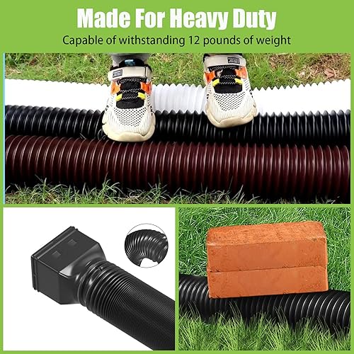 Vista 15 de Paquete de 2 extensiones de bajante de canalón de lluvia, desviador extensor de bajante de drenaje, extensiones flexibles de bajante que se pueden
