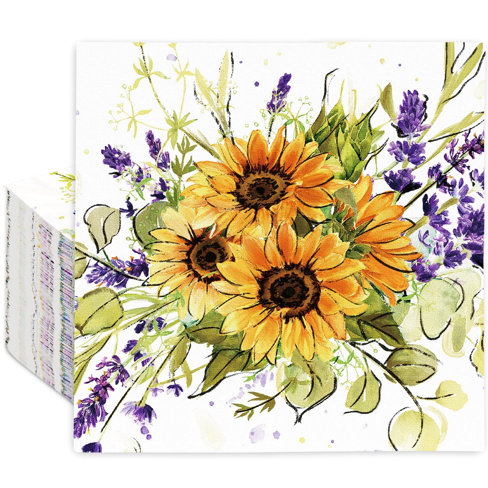 20 Small Cocktail Napkins, Delicate Flowers, Table - View #3