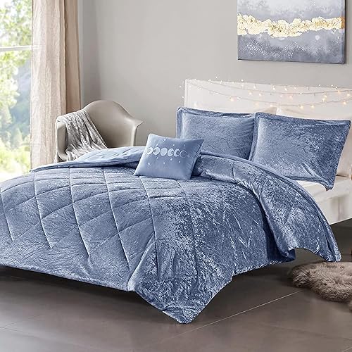 Miniatura 1 de Intelligent Design Felicia Luxe - Juego de edredón de terciopelo exuberante de doble cara con diamantes para todas las estaciones moderno juego de