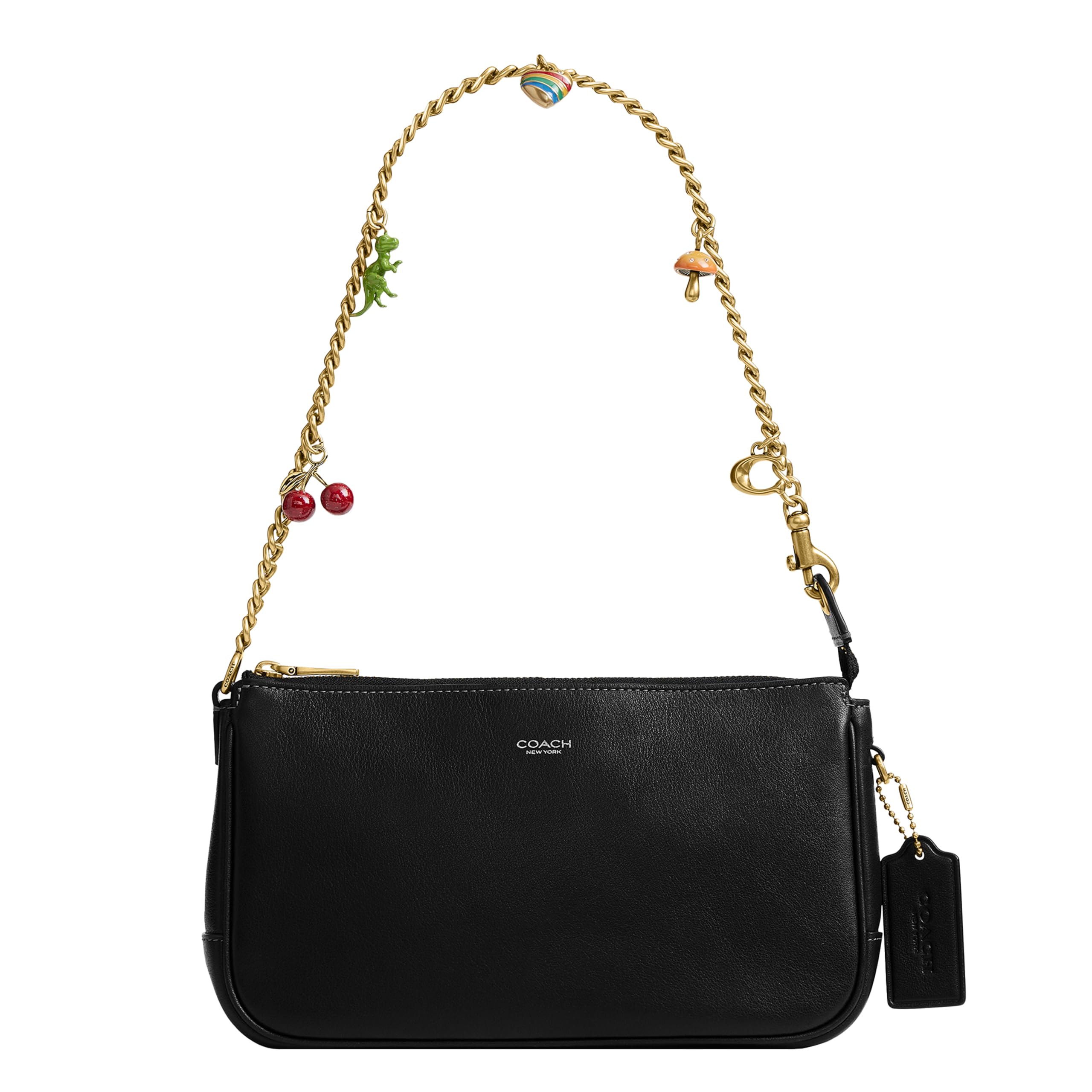 COACH Plaza Bag One Size Brass/Black W/ Charms