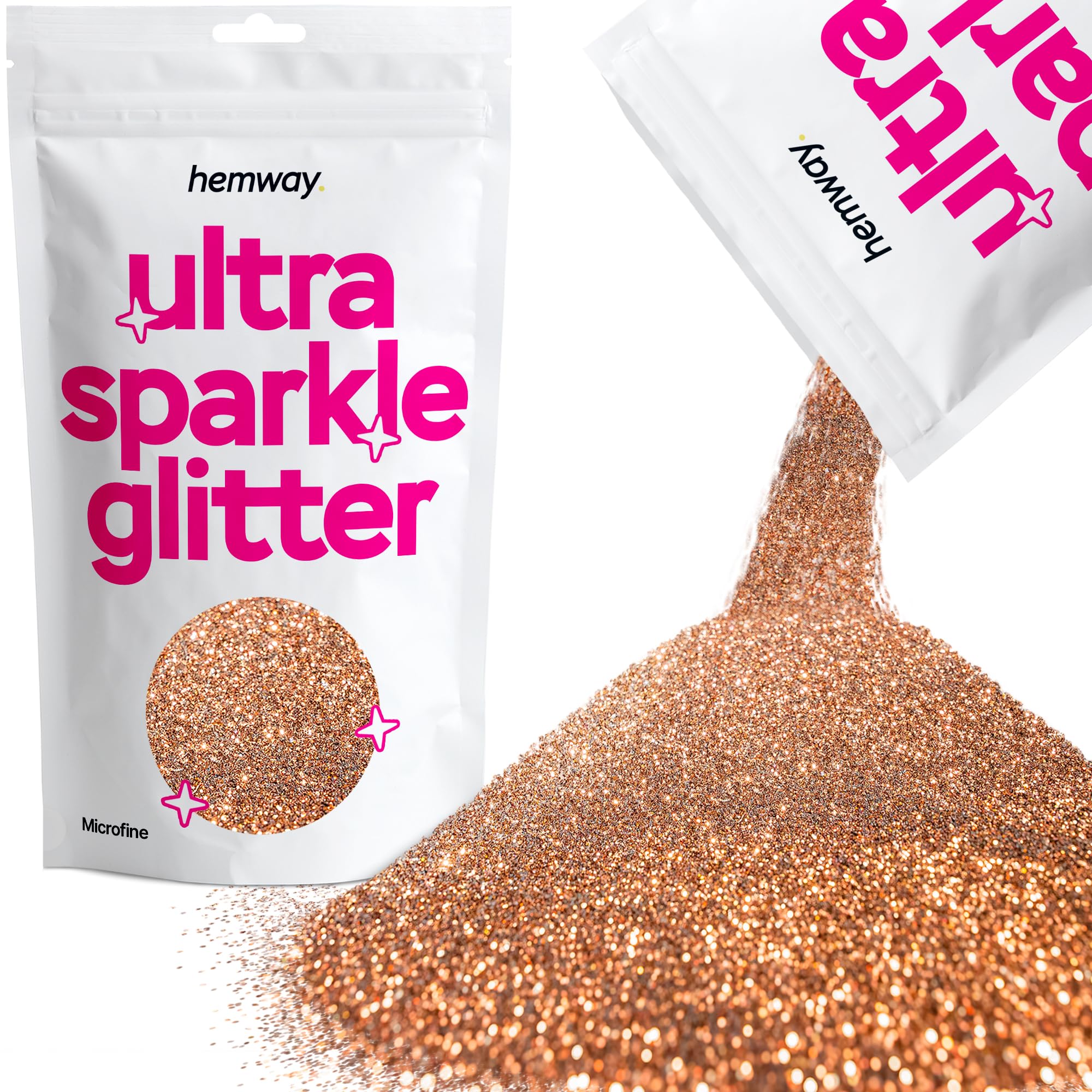 Hemway Ultra Sparkle Glitter Baby Pink Iridescent 100g Fine | Glitter for Arts & Craft, Makeup, Nail Art, Crafting, Card Making, Sparkle Decoration — view 234