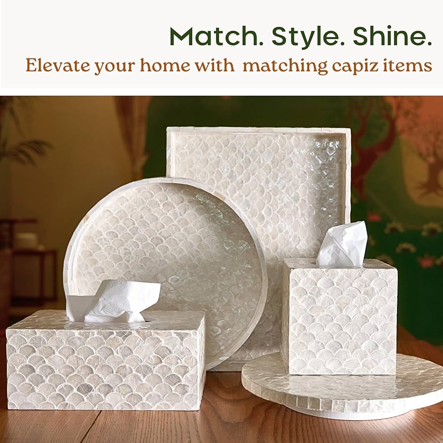 Amazon.com: CHI AN HOME 5.9” Capiz Tissue Box Cover, Square