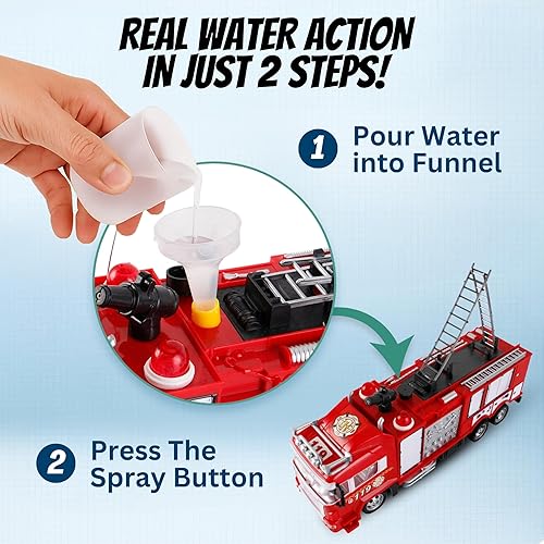Miniatura 2 de Liberty Imports Camión de juguete para bomberos RC Rescue Engine - Camión de bomberos RC con bomba de agua de trabajo dispara y chorros de agua