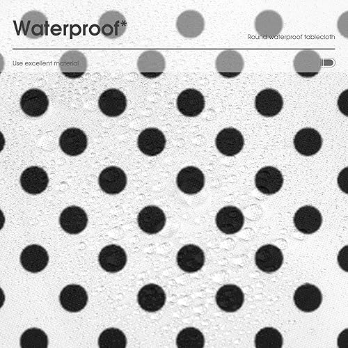 Miniatura 5 de Curdesi Mantel de lunares negros en blanco de 50 pulgadas, redondo, lavable, para cocina, comedor, fiesta, mesa, decoración moderna