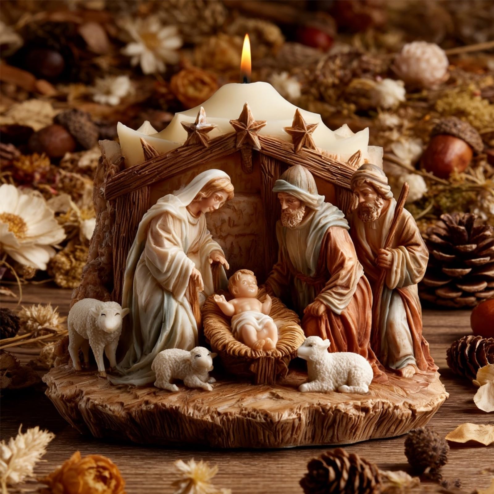 Moule bougie Crèche de Jésus en silicone pour résine et cire