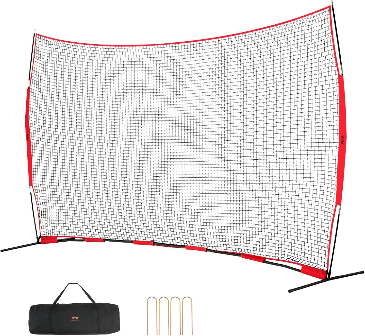 VEVOR 7X7ft/12X9ft/16X10ft/20x10ft Barricade Backstop Net, Ball Sports Barrier Netting, Portable Practice Net for Baseball Softball Lacrosse Hockey Basketball Equipment Training Net