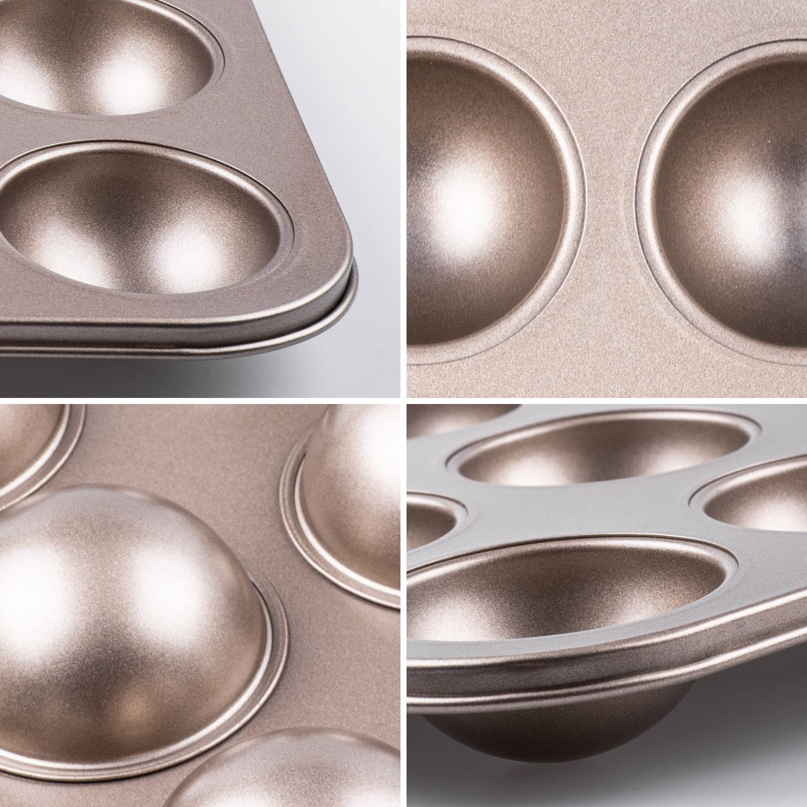 Yomvzake Juego de 2 moldes para hornear con agujero de donut, mini esfera redonda para hornear bandeja semiesférica antiadherente de 134 pulgadas, tamaño de bocado, media bola para hornear y regalo