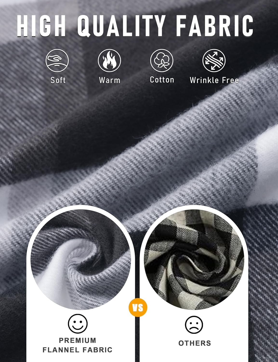 Cotrasen Mens Flannel Shirts Long Sleeve Flannel Shirt for Men Cotton Casual Button Up Plaid Shirt with 2 Pockets - Image 5