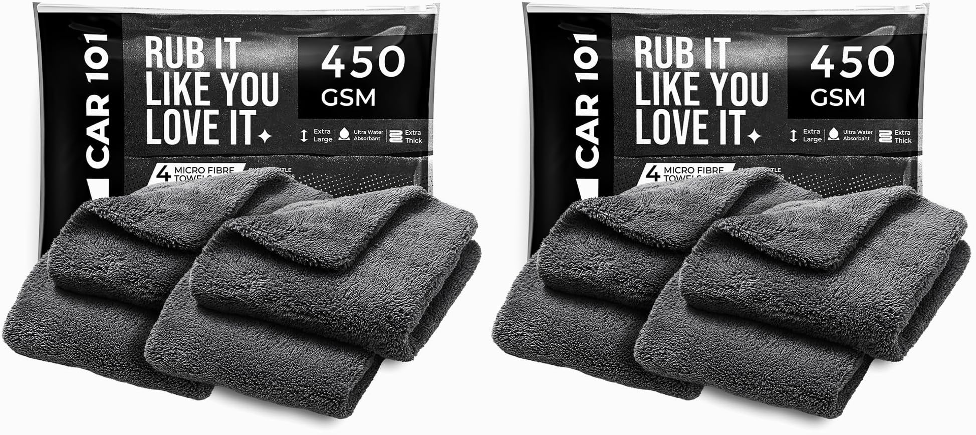 CAR101 Microfiber Cloth - 8Pcs - 40x40 cm - 450 GSM - Assorted | Multipurpose | Lint-Free | Superior Softness & High Absorbency | Microfibre Towels for Car, Bike & Household Cleaning