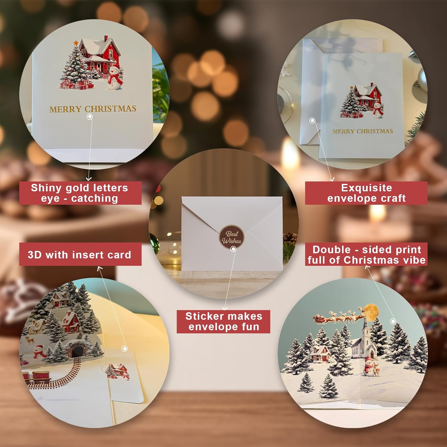 Christmas Train Pop Up Card 3D Vintage Steam Train Greeting Card, Xmas Festive Handcrafted Christmas Cards for Adults, Happy New Year Winter Xmas - Image 6