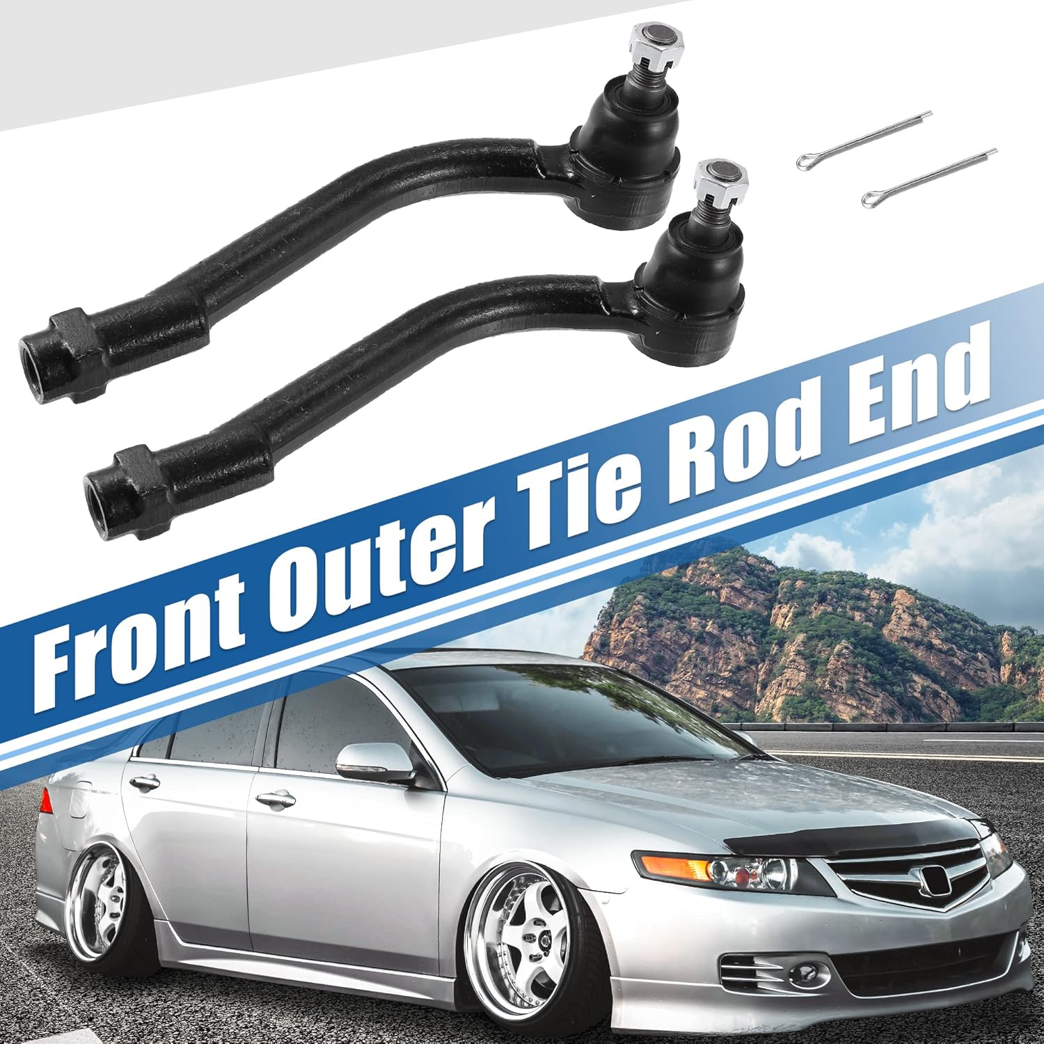 X AUTOHAUX 2pcs Front Outer Tie Rod End Links Suspension Steering Tie Rod End Kit ES800035 ES800055 for Hyundai Santa Fe 2007-2012 for Kia Sorento 2011-2013 for Hyundai Veracruz