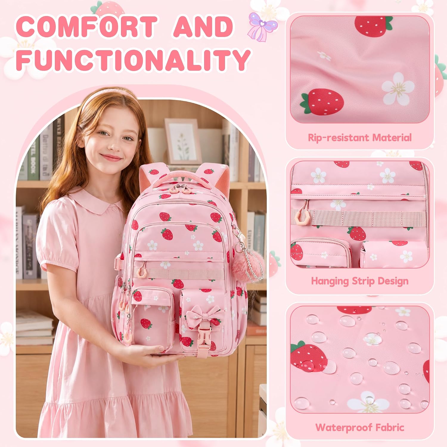 Girls Backpack Multiple Pockets School Bookbag