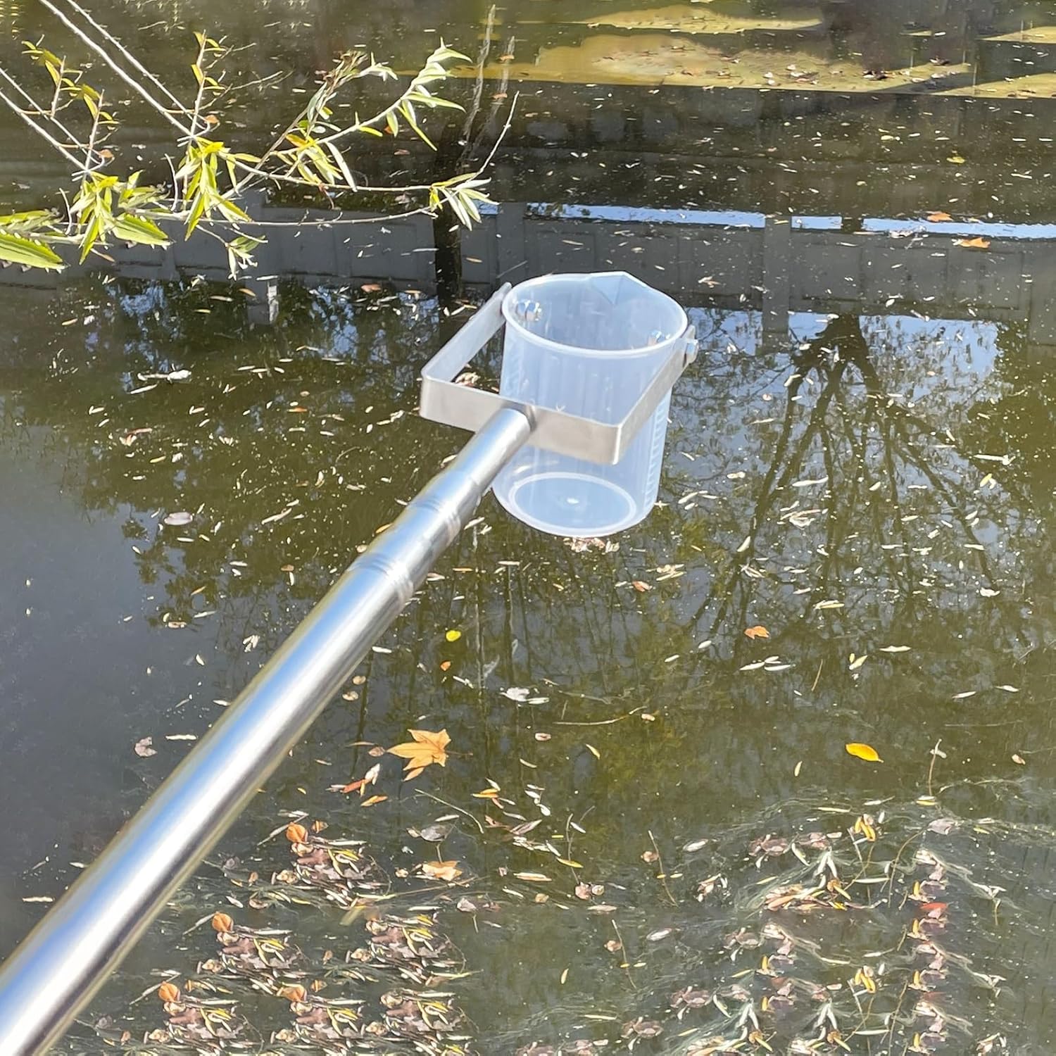 Vibeo 304 Stainless Steel Telescopic Water Sampling Pole, 1000ml Sample Ladle for Environmental Monitoring, Lightweight Water Sampler with Graduated(0.61m-1.5m (2ft-4.9ft))