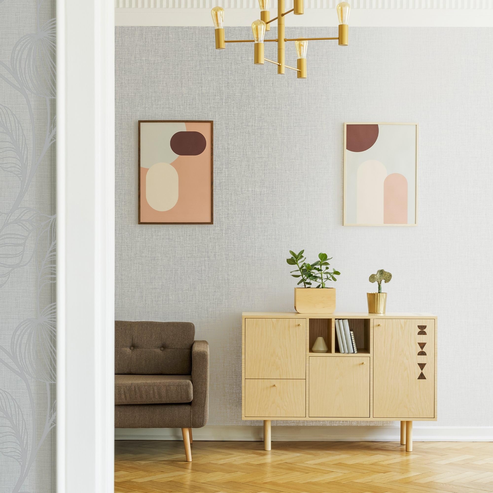 Papier peint intissé pour chambre et salon chaleureux Soie Royale Lune