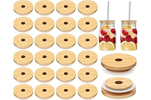 Eco-Friendly Bamboo Jar Lids for Glass Cups (30 Pieces)