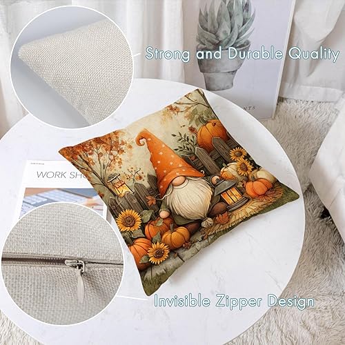 Miniatura 10 de YeeJu Juego de 4 fundas de almohada de otoño de 26 x 26 pulgadas, fundas de almohada de calabaza de Acción de Gracias, color naranja y negro, fundas