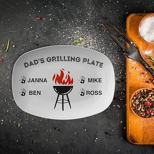 Miniatura 4 de Plato personalizado para asar a la parrilla de papá para hijo e hija, placa personalizada para nombres de niños para nieto, nieta, plato único