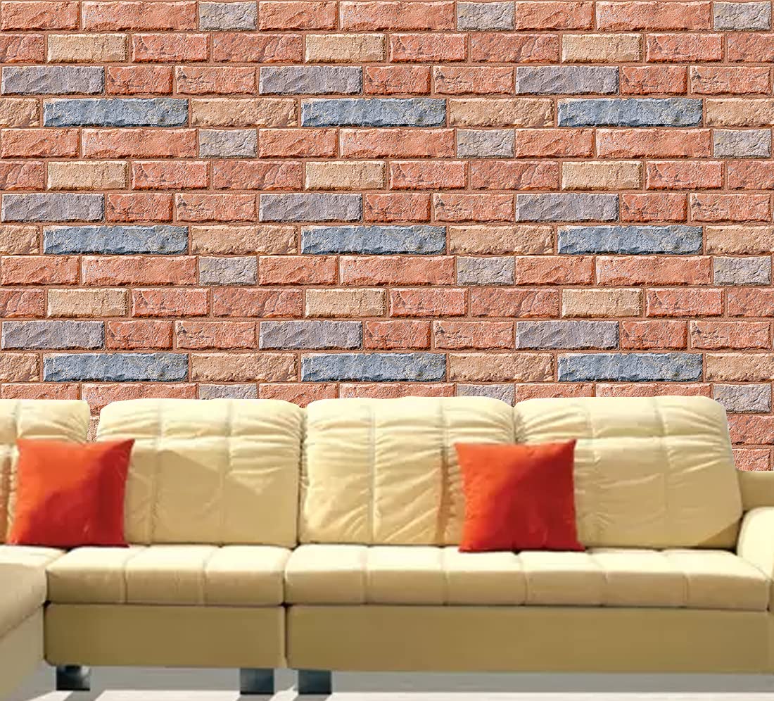 DECOR PRODUCTION Self Adhesive Brick Design Wallpaper Wall Sticker for Home Decor, Living Room, Bedroom, Hall, Kids Room, Play Room (brick-wallpaper-pt03-03-20sqft) (B09GTWGV7M) Amazon Price History, Amazon Price Tracker