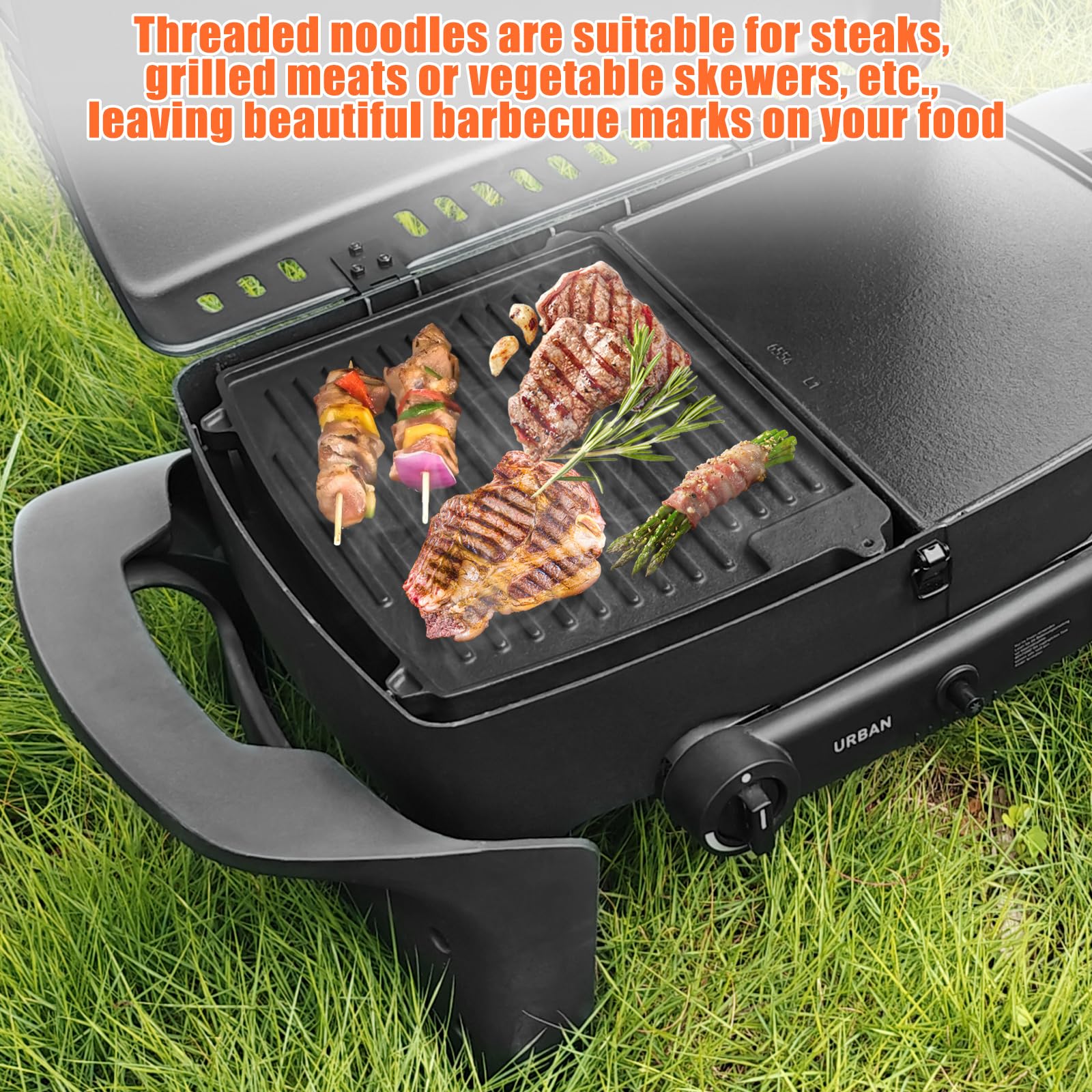 Denmay 32 x 24 cm piastra in ghisa per Enders Urban, Urban Pro, Explorer, Explorer Pro, Grill a gas per Enders 2075, accessorio per piastra per barbecue massiccia, 1 pezzo