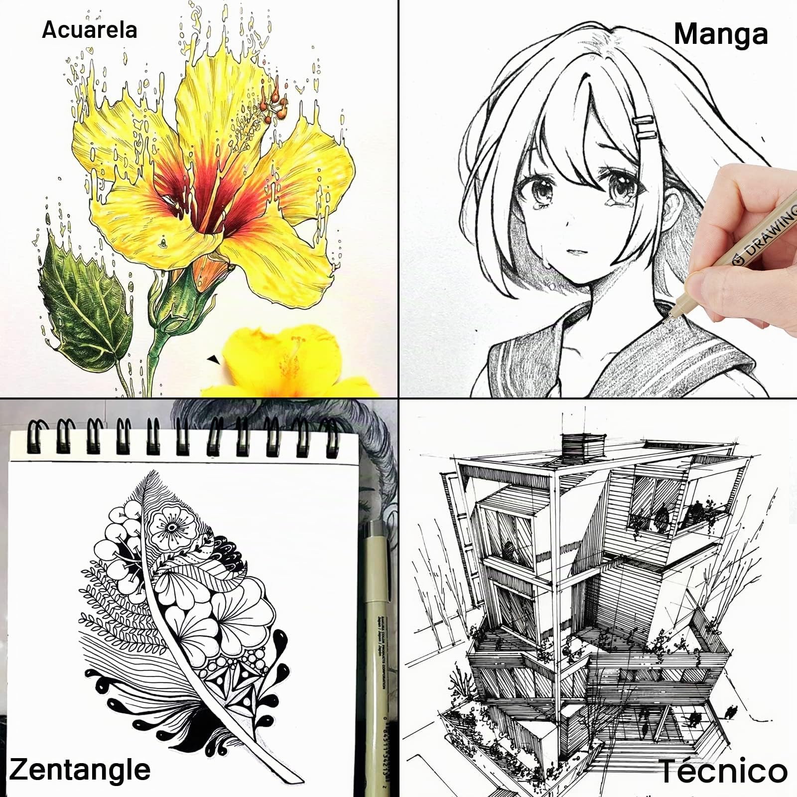 Muchcute Micro Fineliner - Juego de 12 bolígrafos de tinta negra de línea fina impermeable, suministros de artista, marcadores de tinta de archivo, delineador, bosquejo, contorno, anime, regalos,