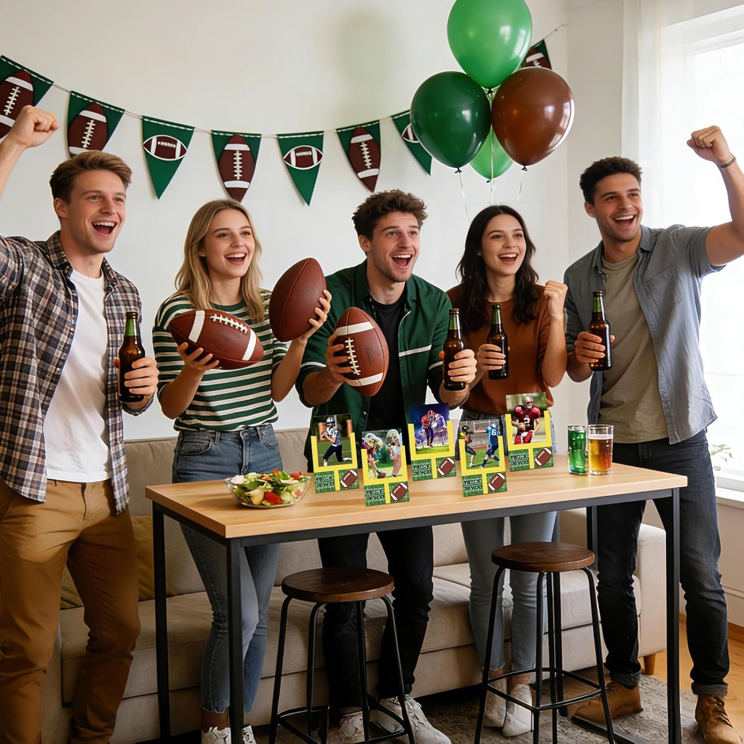 24Pcs Football Goal Post Table Decorations Football Paper Photo Frame Decor with Stand Sport Themed 4x6 Picture Frames Ornaments for Table Centerpieces Fans Club Game Day Birthday Party Supplies