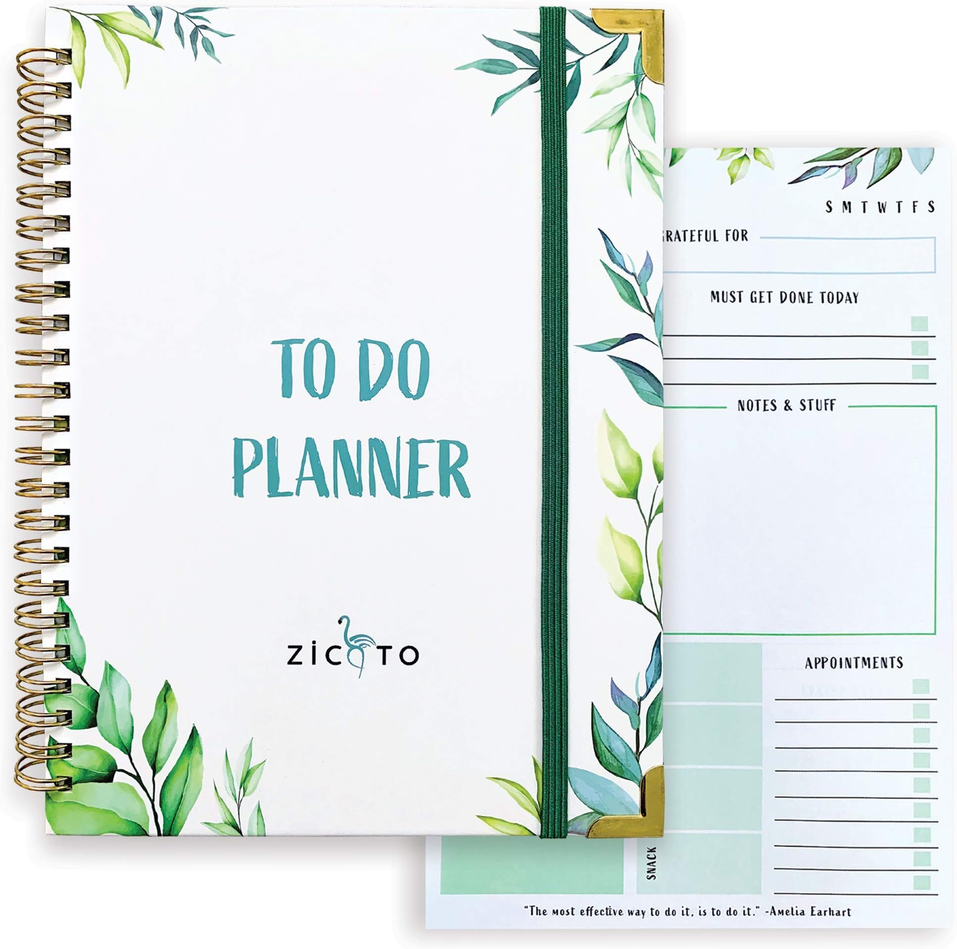 Aesthetic Greenery To Do List Notebook - Beautiful Daily Planner Easily Organizes Your Daily Tasks And Boosts Productivity - The Perfect Journal And Undated Office Supplies Notepad For Women