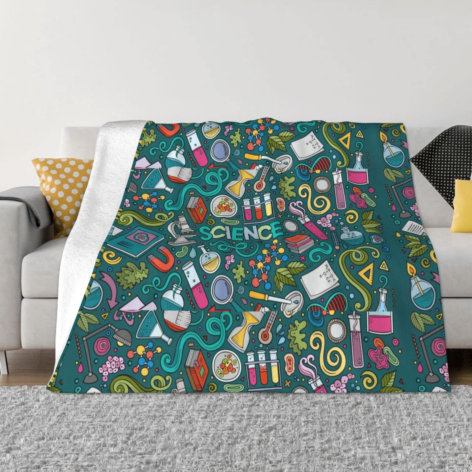 Couverture flanelle science pour chambre et camping doux