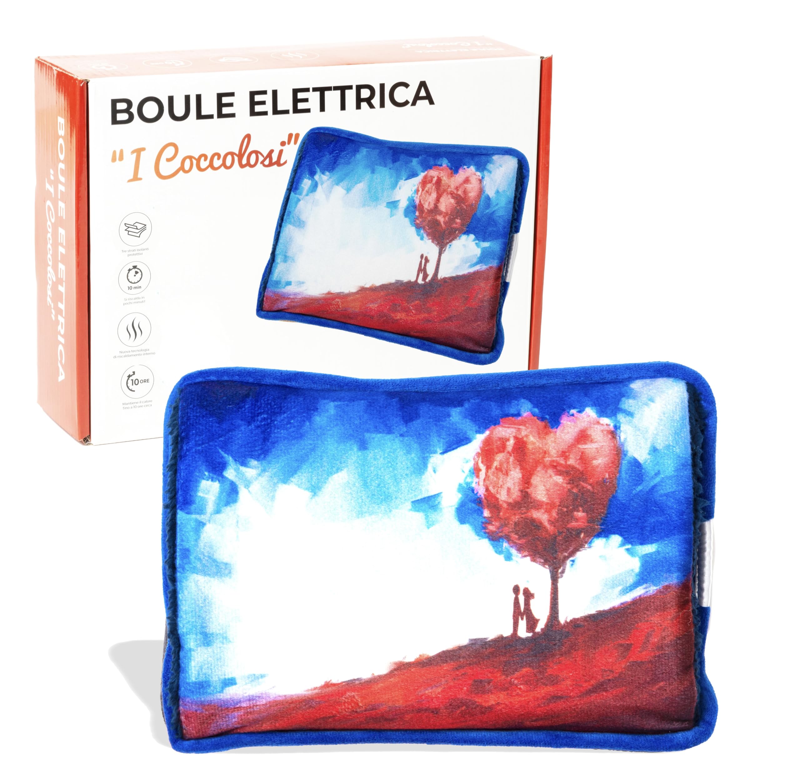IPEA Borsa Acqua Calda Elettrica con Tasche in Peluche per Scaldare le Mani - Riduce Dolori Muscolari, Dorsali e Mestruali - Boule Scaldamani e Scaldapiedi - Scaldino - Fantasia Albero