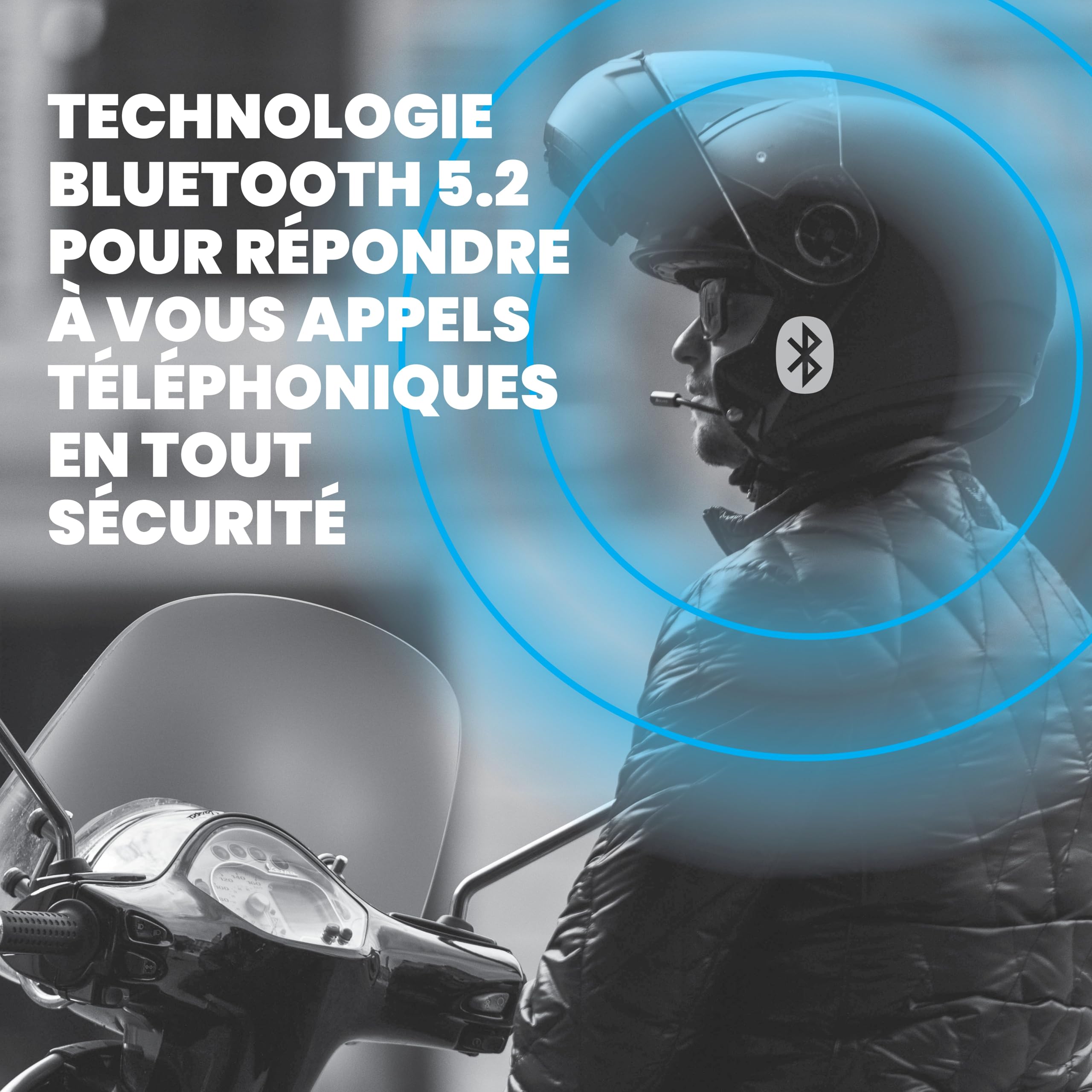 Midland - Écouteur sans Fil Bluetooth 5.2 Individuel Lokui K10 pour Motocyclistes Urbains, Répondeur Invisible Universel avec Filtre Anti Bruit - Écouteurs Casque Moto Minces 7mm avec Charge Rapide