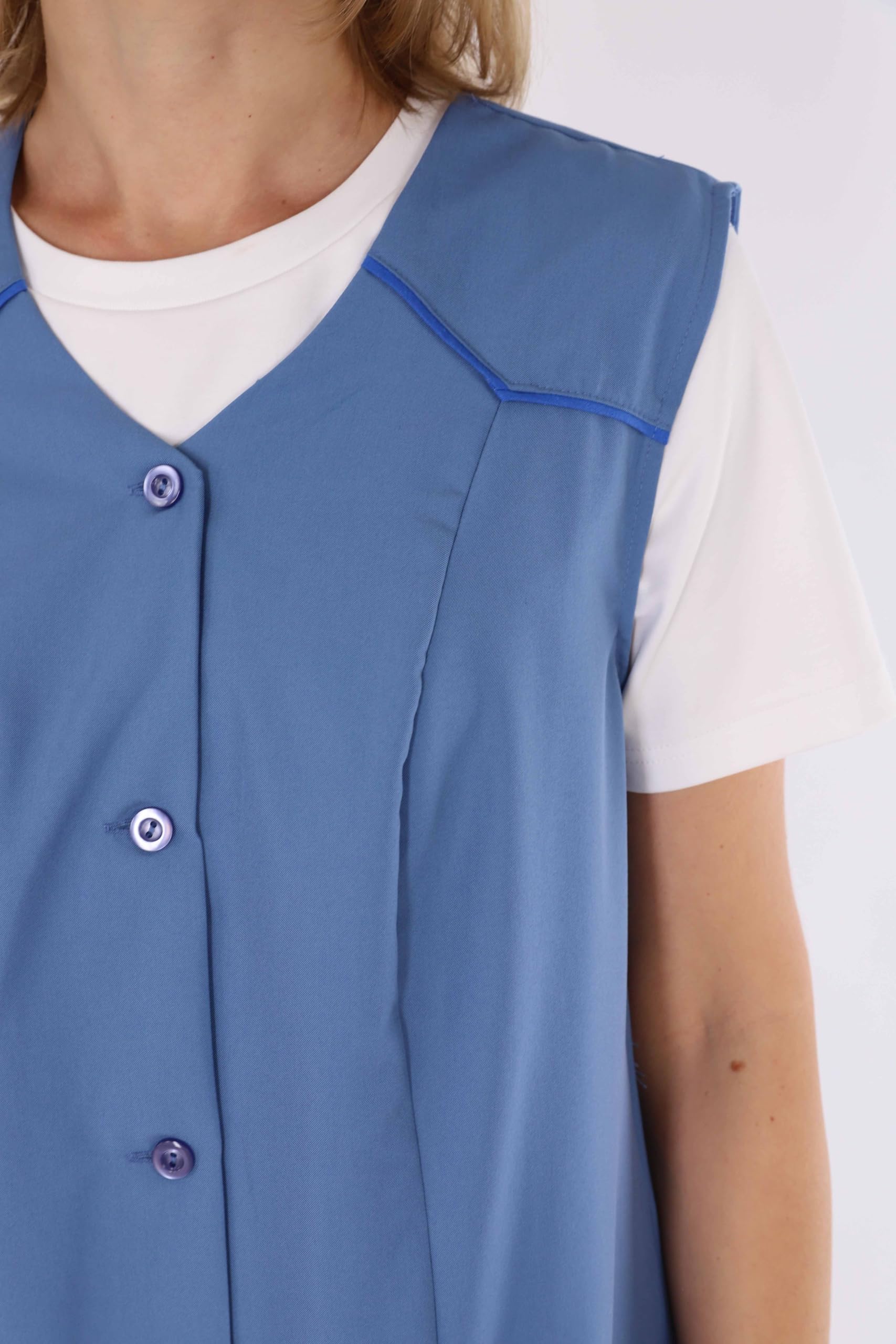 Blouse sans manches pour femme - Tablier de cuisine - Couleur unie - Robe de maison