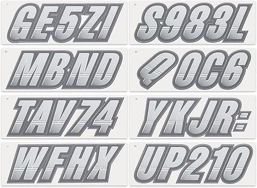 Miniatura 3 de STIFFIE Techtron - Calcomanías de identificación alfanuméricas, adhesivos de números de registro para barcos y embarcaciones personales, color