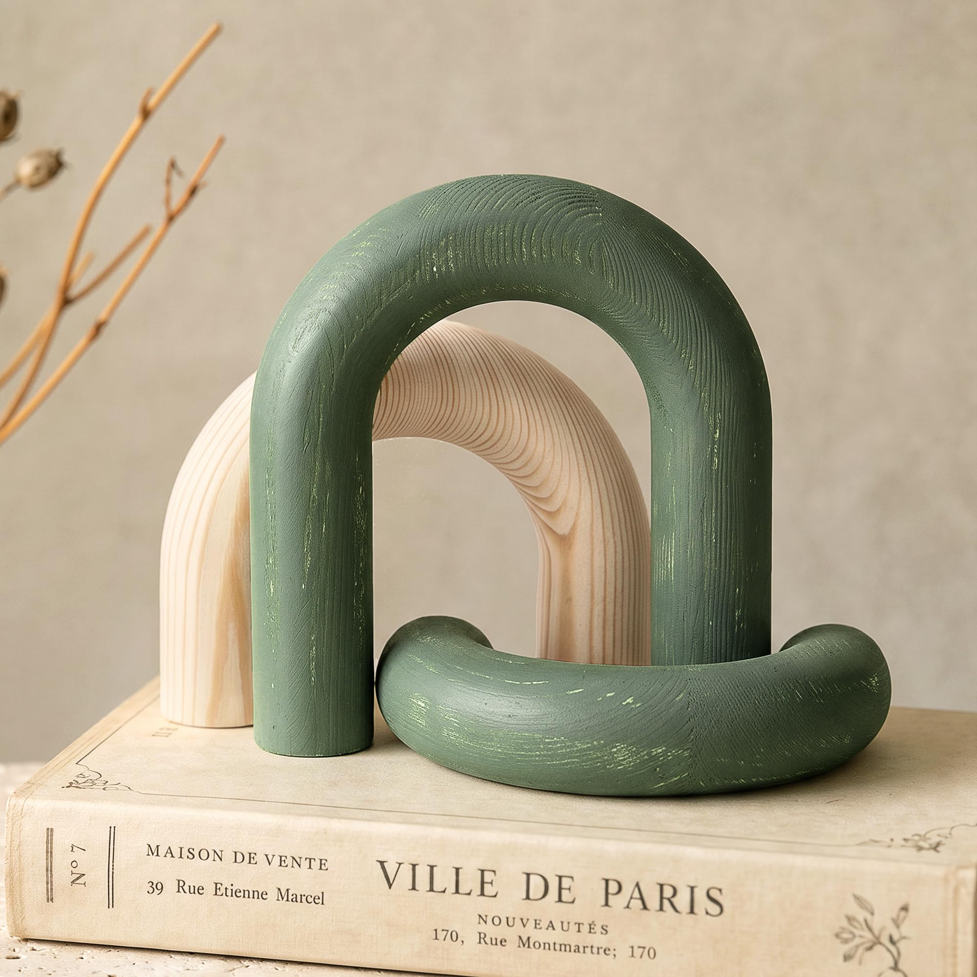 Arche en bois d'acacia EOSAHR lot de 3 pour décoration de table basse et étagère salon