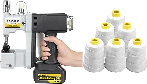 Máquina de cierre de bolsas inalámbrica + 6 rollos de hilo de coser resistente